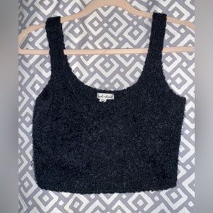 Black Fuzzy Crop Top